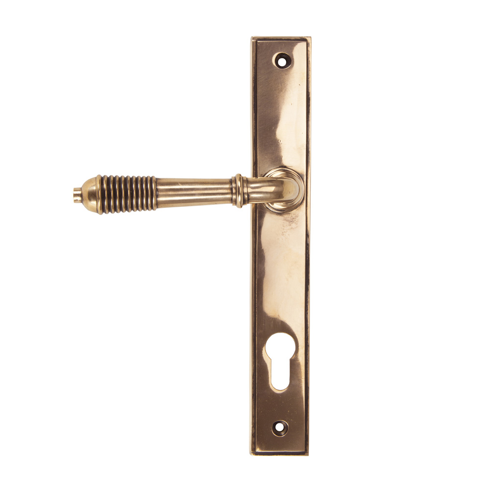 From the Anvil Reeded Slimline Lever Espag. Lock - Polished Bronze - (Sold in Pairs)